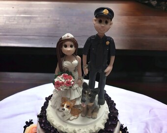 Handcuffed wedding cake topper, Police Wedding Cake toppers, bride and groom police wedding cake decoration  DEPOSIT ONLY