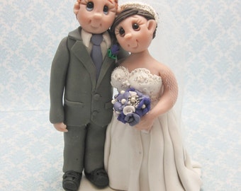Wedding Cake Topper, Custom Cake Topper, Personalized, Polymer Clay Bride and Groom, Wedding/Anniversary Keepsake DEPOSIT ONLY