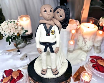 Martial arts Wedding Cake Topper, personalized cake topper, Bride and groom cake topper, Funny Cake Topper DEPOSIT ONLY