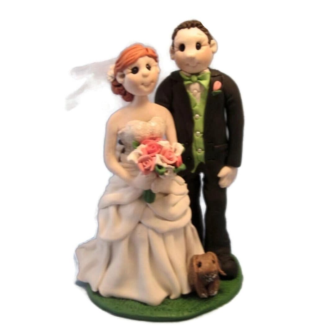 Bride and Groom With Pet Bunny Custom Handmade Wedding Cake Topper ...