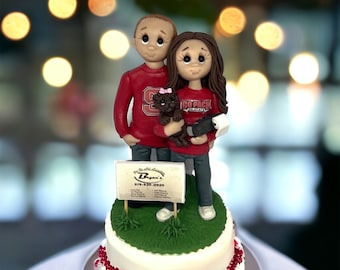 Groom’s cake custom handmade cake topper with pets, wedding  cake topper - DEPOSIT ONLY