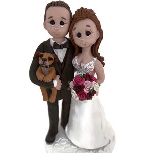Custom Handmade Wedding Cake Topper Bride and Groom With Pug DEPOSIT ...