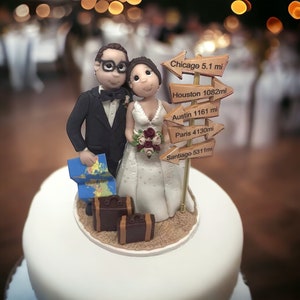 Customized Travel Theme Wedding Cake Topper DEPOSIT ONLY