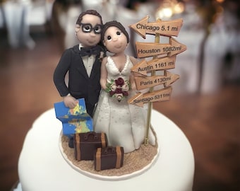 Customized Travel Theme Wedding Cake Topper DEPOSIT ONLY