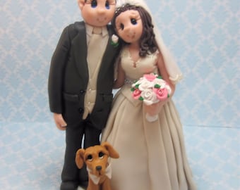 Custom Bride and Groom With Dog Wedding Cake Topper,Wedding Cake Topper, Custom Cake Topper, Bride and Groom DEPOSIT ONLY