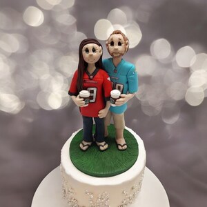 Custom cake topper, Sports fan wedding cake topper, Bride and groom cake topper, Mr and Mrs cake topper, DEPOSIT ONLY