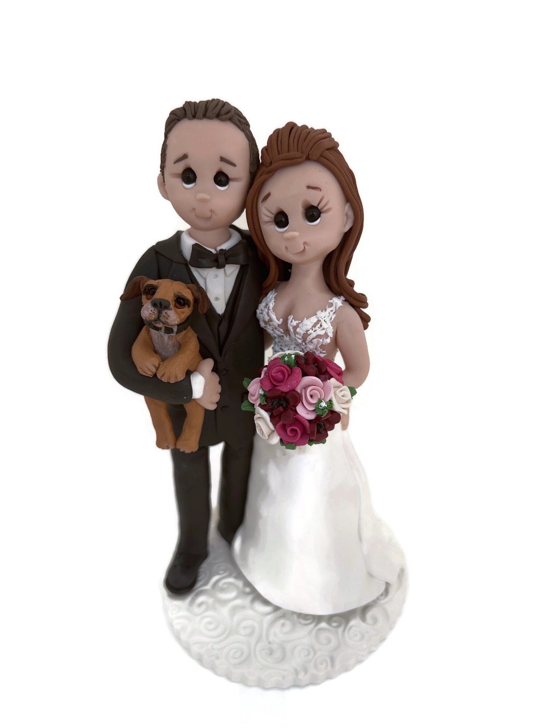 Custom Bride and Groom With Small Dog Wedding Cake Topper - by LYNN'S ...