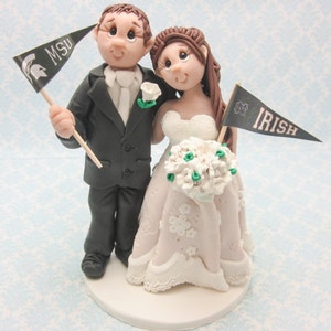 Custom wedding cake topper, personalized cake topper, Bride and groom cake topper, college themed cake topper DEPOSIT ONLY