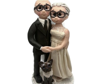 Custom Handmade Anniversary cake topper with pets  DEPOSIT ONLY