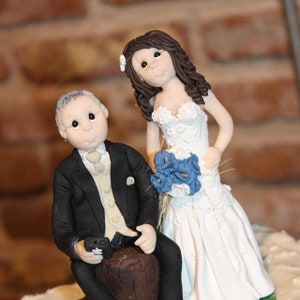 Groom on cellphone with impatient bride Funny Wedding Cake Topper DEPOSIT ONLY