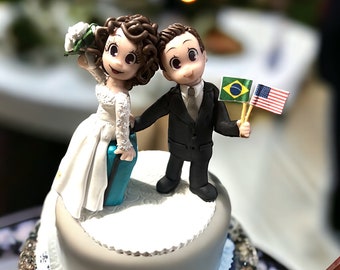 Customized Travel Theme Wedding Cake Topper DEPOSIT ONLY