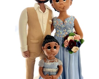 Bride and Groom with children Wedding Cake topper, Custom wedding cake topper, personalized cake topper, Family cake topper - DEPOSIT ONLY
