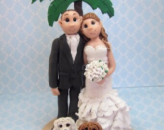 Beach Wedding Cake Topper,Custom wedding cake topper, personalized cake topper, Bride and groom cake topper, DEPOSIT ONLY