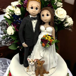 Custom wedding cake topper figurines  with cats DEPOSIT ONLY