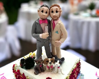 Same-Sex Male Wedding CakeTopper - Personalized Grooms Keepsake by Lynn’s Little Creations
