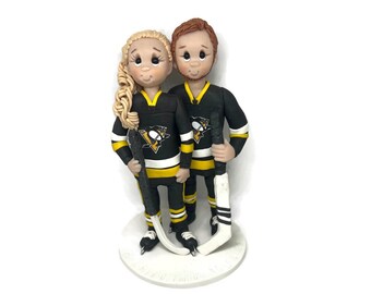 Custom made Hockey Fans wedding cake topper figurines By Lynn’s Little Creations