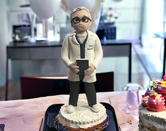 PERSONALIZED Doctor Figurine for Birthday or Retirement CAKE Topper - Unique Doctor Gift