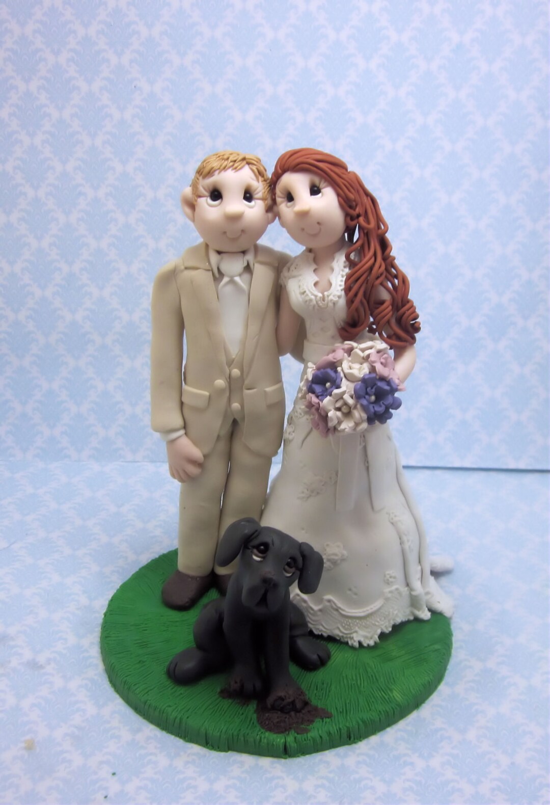 Custom Bride and Groom With Pets Wedding Cake Topper, Custom Wedding ...