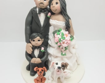 Bride and Groom  with Family Wedding Cake topper, Custom wedding cake topper, personalized cake topper, Mr and Mrs cake topper DEPOSIT ONLY