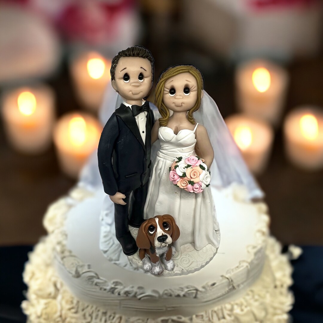 Bride & Groom With Dog Custom Handmade Wedding Cake Topper by Lynn’s ...