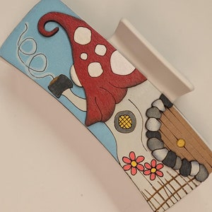 Enchanted Mushroom Fairy House Hand Painted Hair Clip, Whimsical Accessories for Her - Unique Gift Idea, Stocking Stuffer