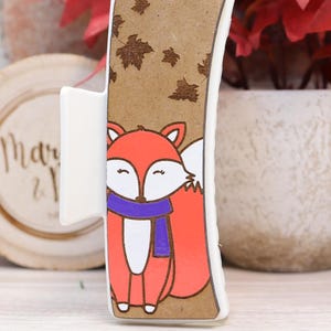 Hand Painted Wooden Hair Clip with Fox Design, Whimsical Fall Accessory, Unique Charm for Kids and Adults, Durable and Stylish