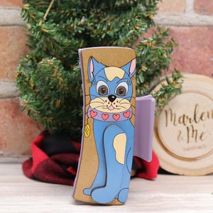 Handmade Wooden Cat Hair Clip - Cute Hand-Painted Hair Accessory - Whimsical Cat Lover Gift - Unique Eco-Friendly Hair Clip
