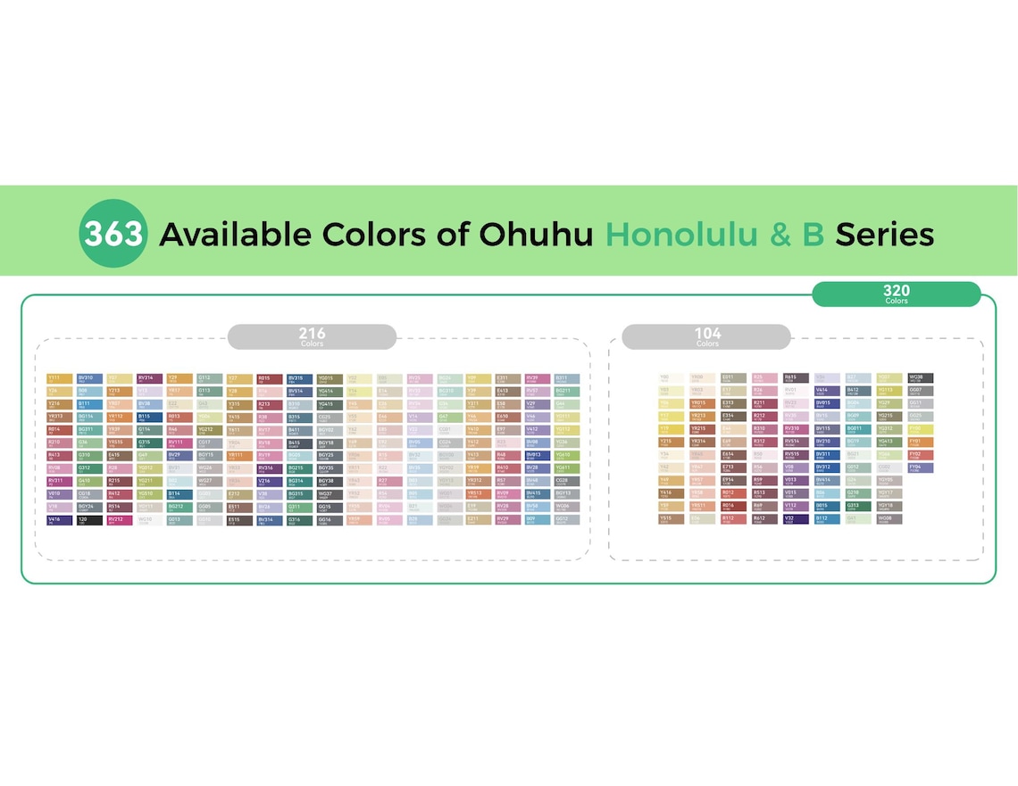 Ohuhu Marker Color Code Conversion Chart: New & Old Codes (PDF Download ...