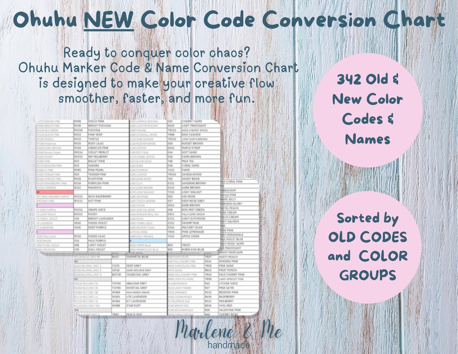 Ohuhu Marker Color Code Conversion Chart: New & Old Codes (PDF Download ...