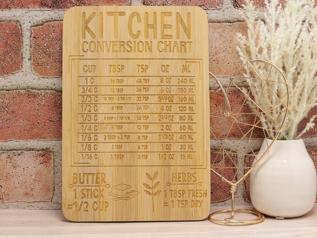 Cooking Conversion Board Bamboo Kitchen Conversion Cutting Board: Food Lover Gift (6x8.75