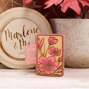 Floral Wooden Hair Clip, Pink Flower Hair Accessory, Handmade Wooden Barrette, Nature-Inspired Boho Hair Clip, Eco-Friendly Gift