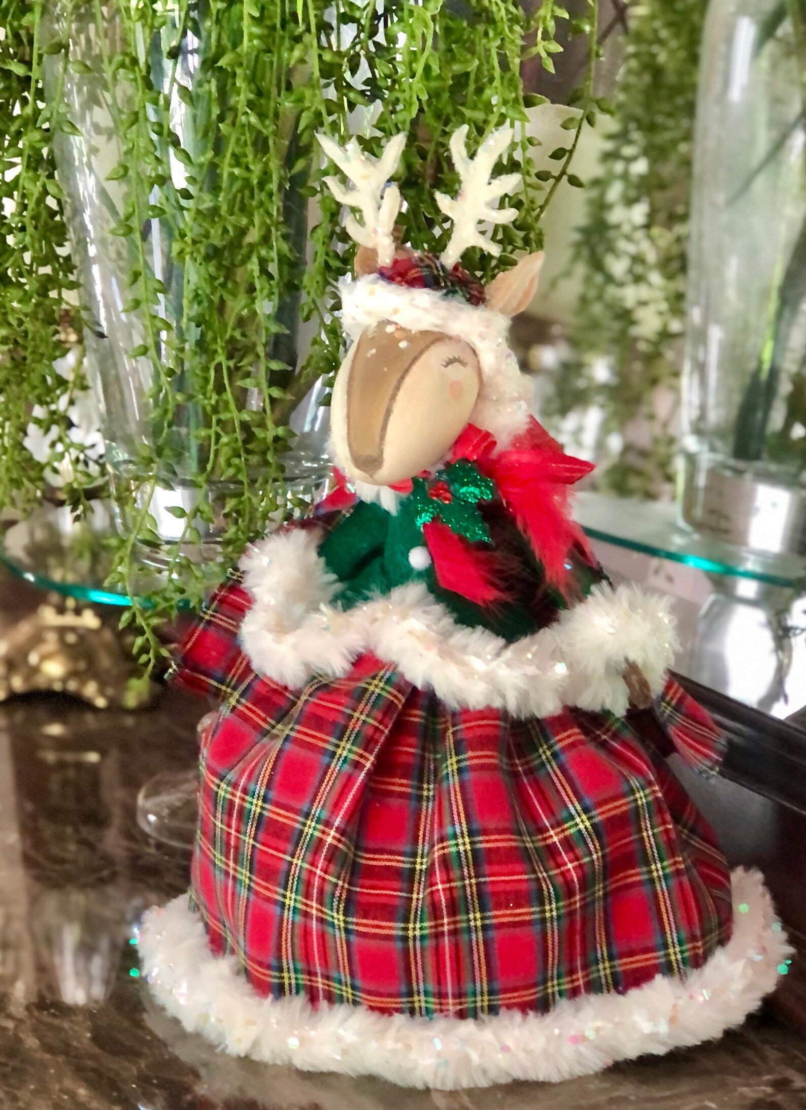 Christmas Tree Topper Reindeer Tree Topper Vintage Retro Etsy