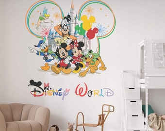 Disney World Wall Decal: Mickey, Minnie, Castle, Kid's Room Decor