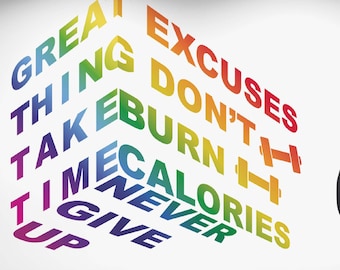Fitness Quotes Wall Decal Gym Quote Wall Sticker Motivational Quotes Wallpaper Sport Quotes Wall art For Gym Room Fitness Room Decal