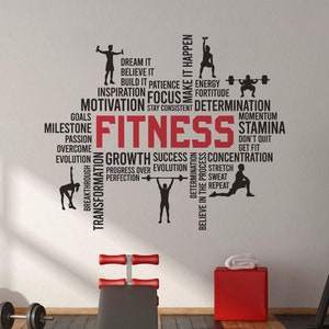 Fitness Quote Wall Decal Gym Wall Sticker Inspirational Word Fitness Wall Art Gym Decal  Workout Decal Gym Decor Wall Mural Exercise Sticker
