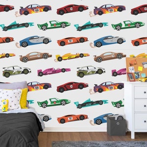 Sport Auto Wandtattoo Auto Wallpaper Auto Wandaufkleber Buntes Auto Wandkunst Rassen Racing Aufkleber F1 Tapete Schälen und Aufkleben