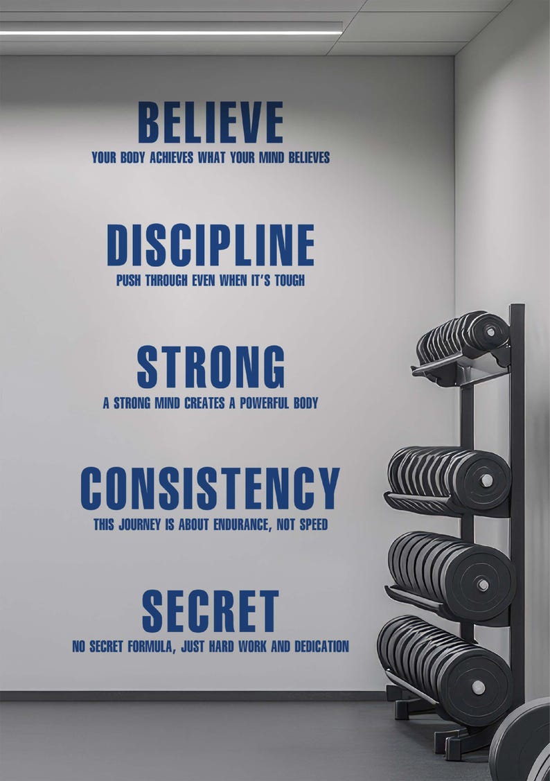 Gym Values Motivational Quote Wall Decal Fitness Wall Sticker Gym Quote Wall Art ...