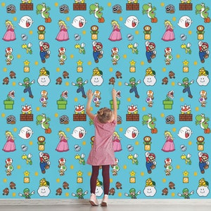 Abnehmbares Mario Wallpaper Super Mario Wandtattoo luigi Wandaufkleber Mario Wandkunst Nintendo Wandkunst Für Jungen Aufkleber Kinderzimmer Aufkleber