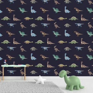 Dinosaur Wallpaper dino wall decal cartoon wall sticker kid stick and peel wallpaper nursury wall art cute vinyl wall art sticker room mural