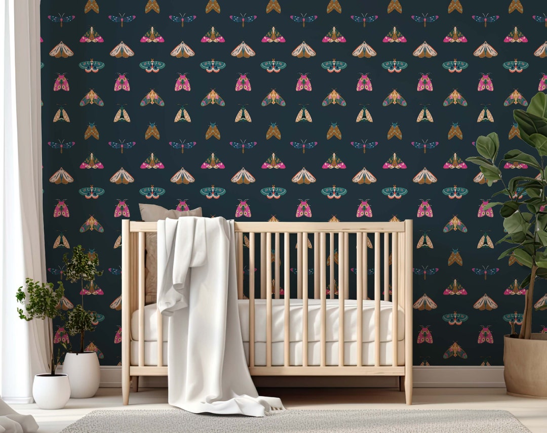 Colorful Moths Wallpaper Insect Wall Decal Insect Specimens Wall Art ...