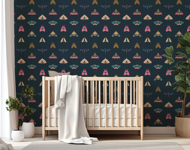 Colorful Moths Wallpaper Insect Wall Decal Insect Specimens Wall Art ...