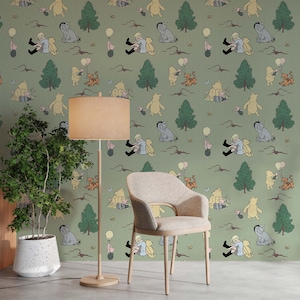 Disney Wall Decal Winnie the Pooh Wallpaper Eeyore And Tigger Wall Mural Pooh Wall Sticker Wall Art For Nursery room and kid room home decor