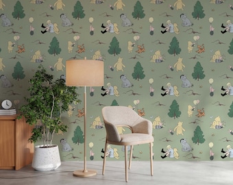 Disney Wall Decal Winnie the Pooh Wallpaper Eeyore And Tigger Wall Mural Pooh Wall Sticker Wall Art For Nursery room and kid room home decor
