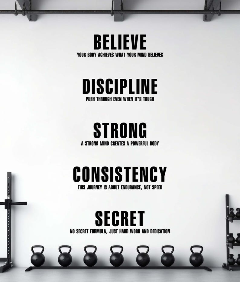 Gym Values Motivational Quote Wall Decal Fitness Wall Sticker Gym Quote Wall Art ...