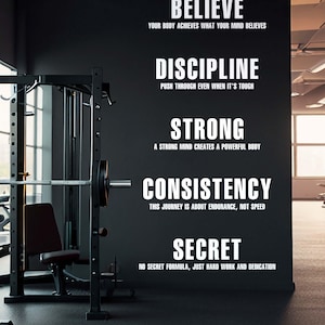 Adesivo da parete con citazione motivazionale Adesivo da parete con fitness Adesivo da parete con citazione in palestra Adesivo da parete con esercizi Adesivo da parete con valori in palestra Adesivo da parete con palestra Adesivo da parete con fitness