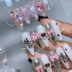 3 Sets Mystery Box Randomly Picked Nails Surprise Box Press on Nails Hand Made Gel