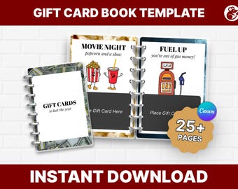 Bewerkbare canva-cadeaubon boeksjabloon | Afdrukbare kaarthouder A6 | Aangepast kaartboek | Gepersonaliseerde cadeau | Digitaal cadeau voor elke gelegenheid