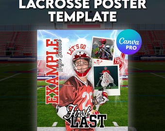 Lacrosse Poster Template | Editable Canva Senior Poster | Team Collage Sports Banner (Canva Pro Required Digital)