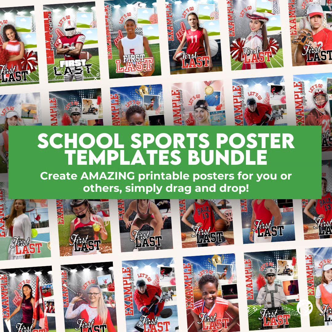 Mega Sports Poster Bundle | 19 Editable Senior Banner Templates | Canva ...