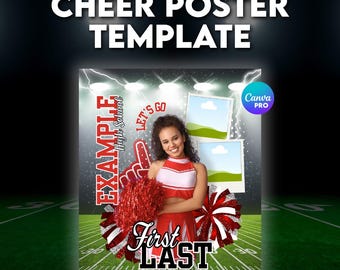 Cheerleading Team Poster Template | Editable Canva Senior Banner | Sports Collage Team Poster (Canva Pro Required Digital)